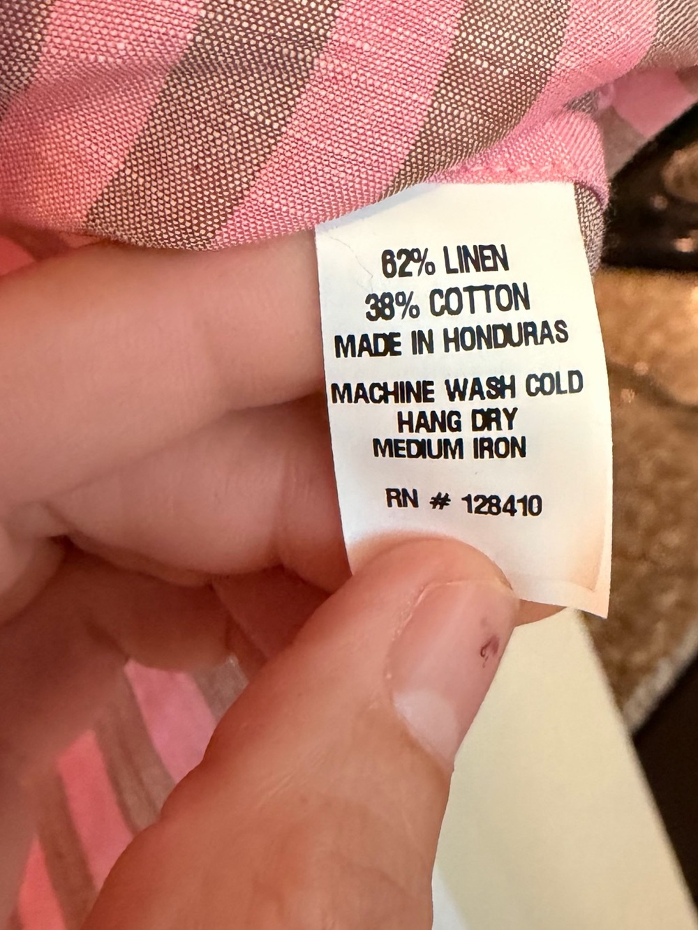 ANN MASHBURN Pink and Gray Striped Linen/Cotton Shirt - Picture 7 of 10
